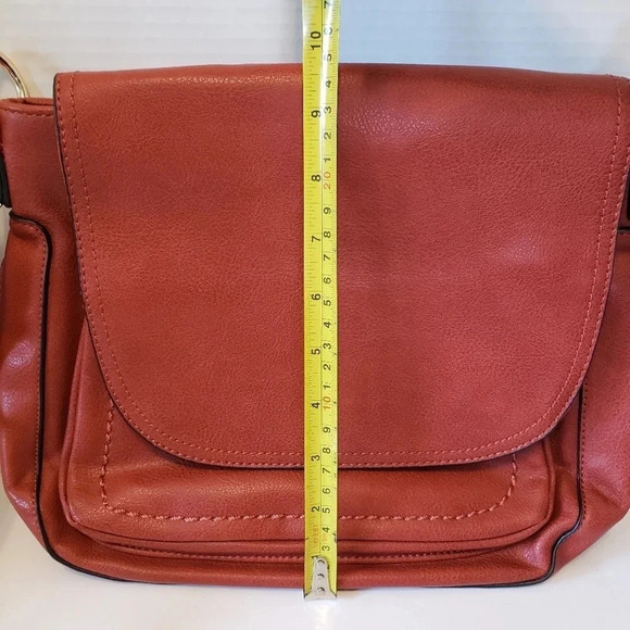 Cleo Orange/Brown Fold-Over Tassel Saddle Bag/Crossbody Medium  Bag. - Picture 11 of 11